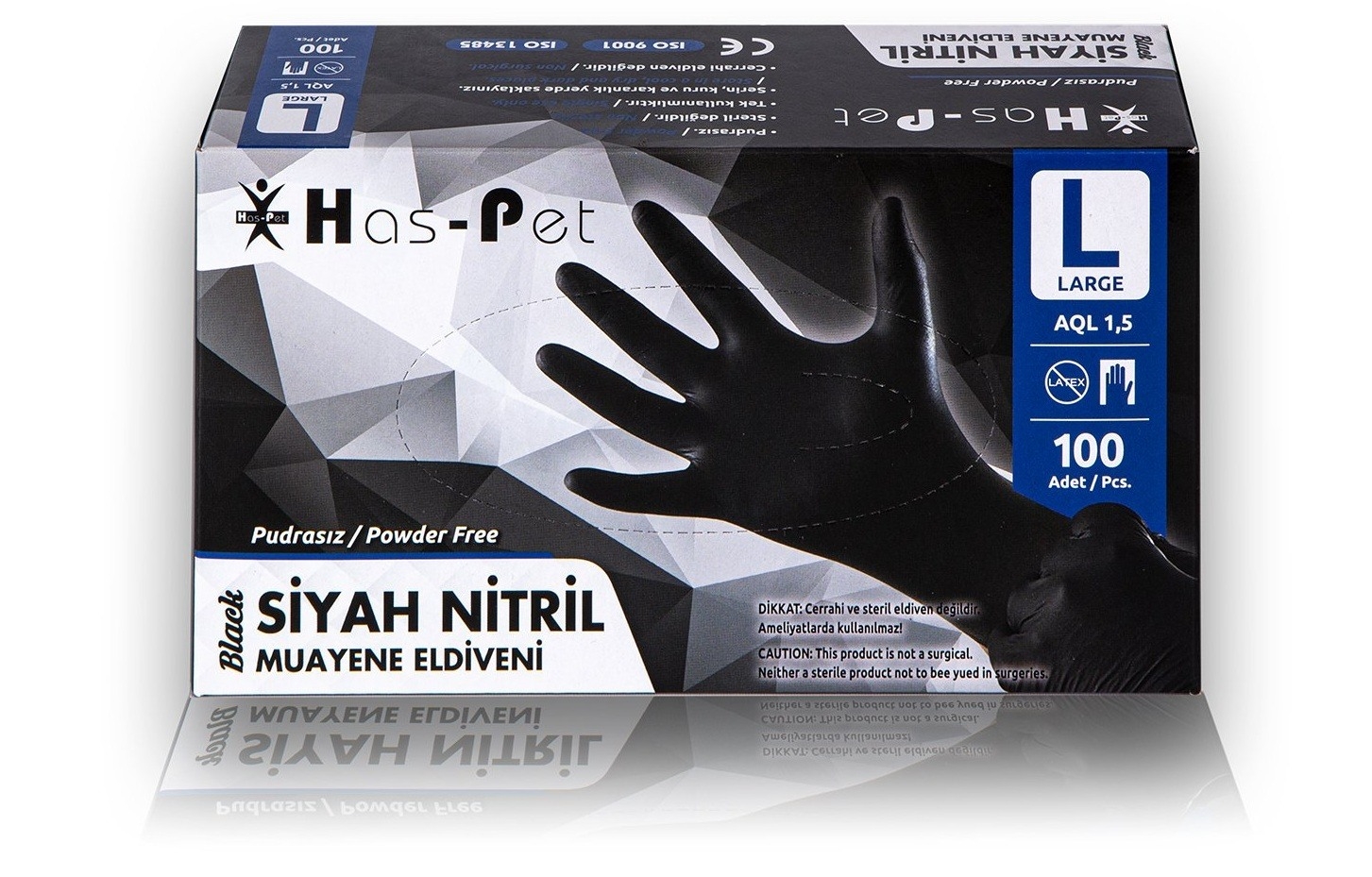 Has-Pet%20Siyah%20Nitril%20Muayene%20Eldiveni%20-%20Pudrasız%20100%20Adet